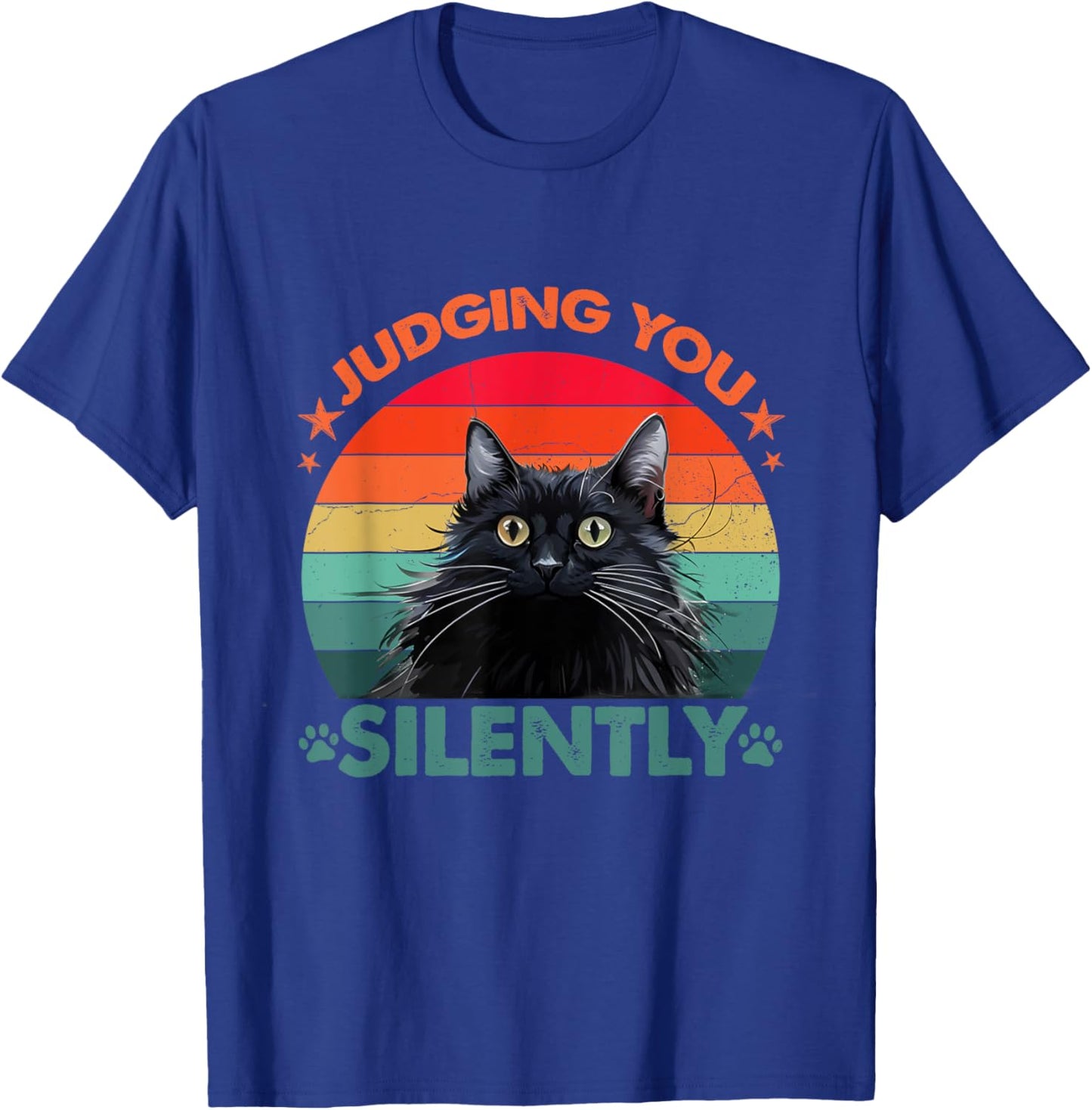 Vintage Funny Cat Judging You Silently Cat Women Kids T-Shirt - T-Shirt | Royal