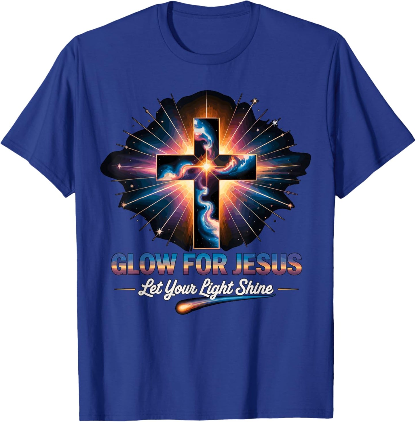 Glow for Jesus Cross T-Shirt - T-Shirt | Royal