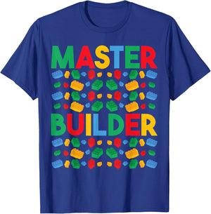 Master Builder Funny Building Blocks Gifts For Boys Kids Men T-Shirt - T-Shirt | Royal