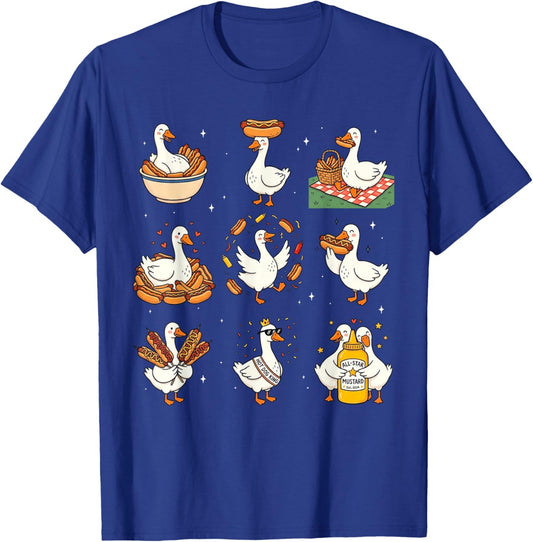 Funny Silly Goose Foodie Hotdog Lover BBQ American Food T-Shirt - T-Shirt | Royal