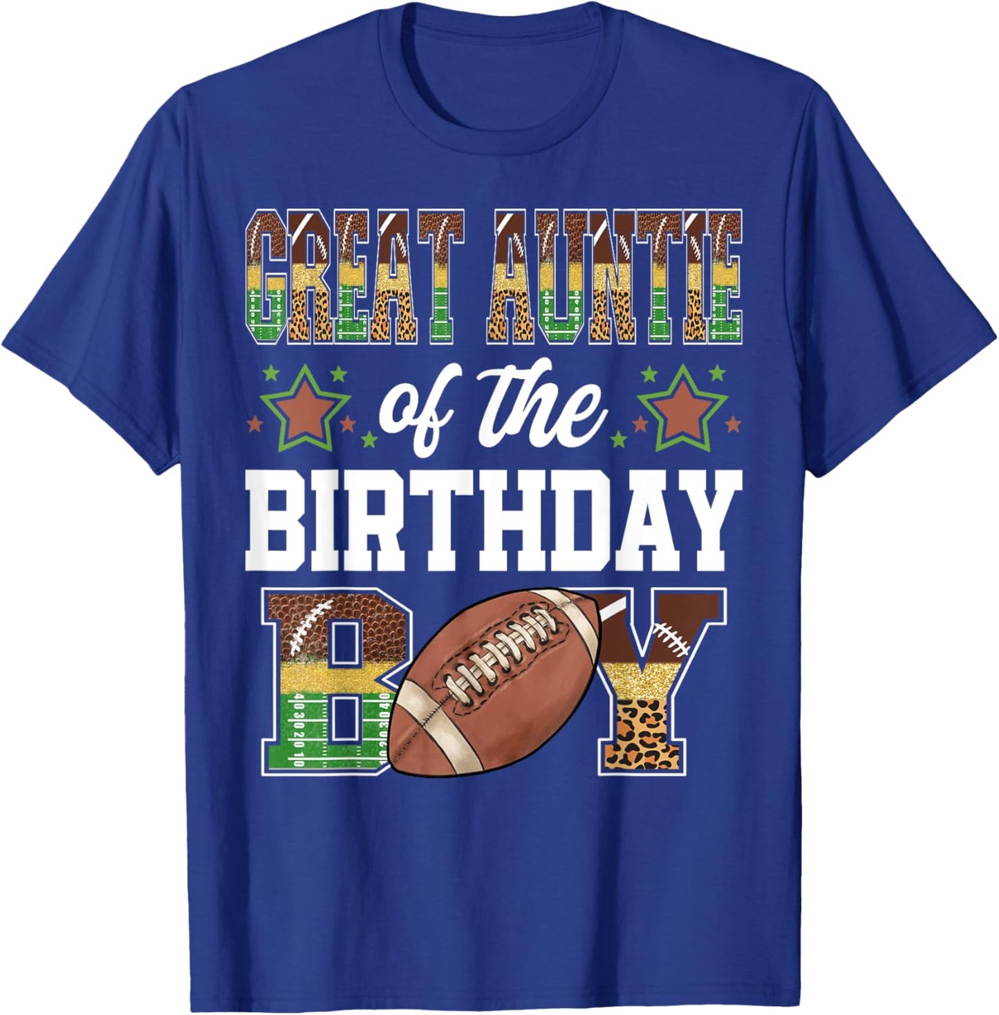 Great Auntie Of The Birthday Boy Football Player Matching T-Shirt - T-Shirt | Royal