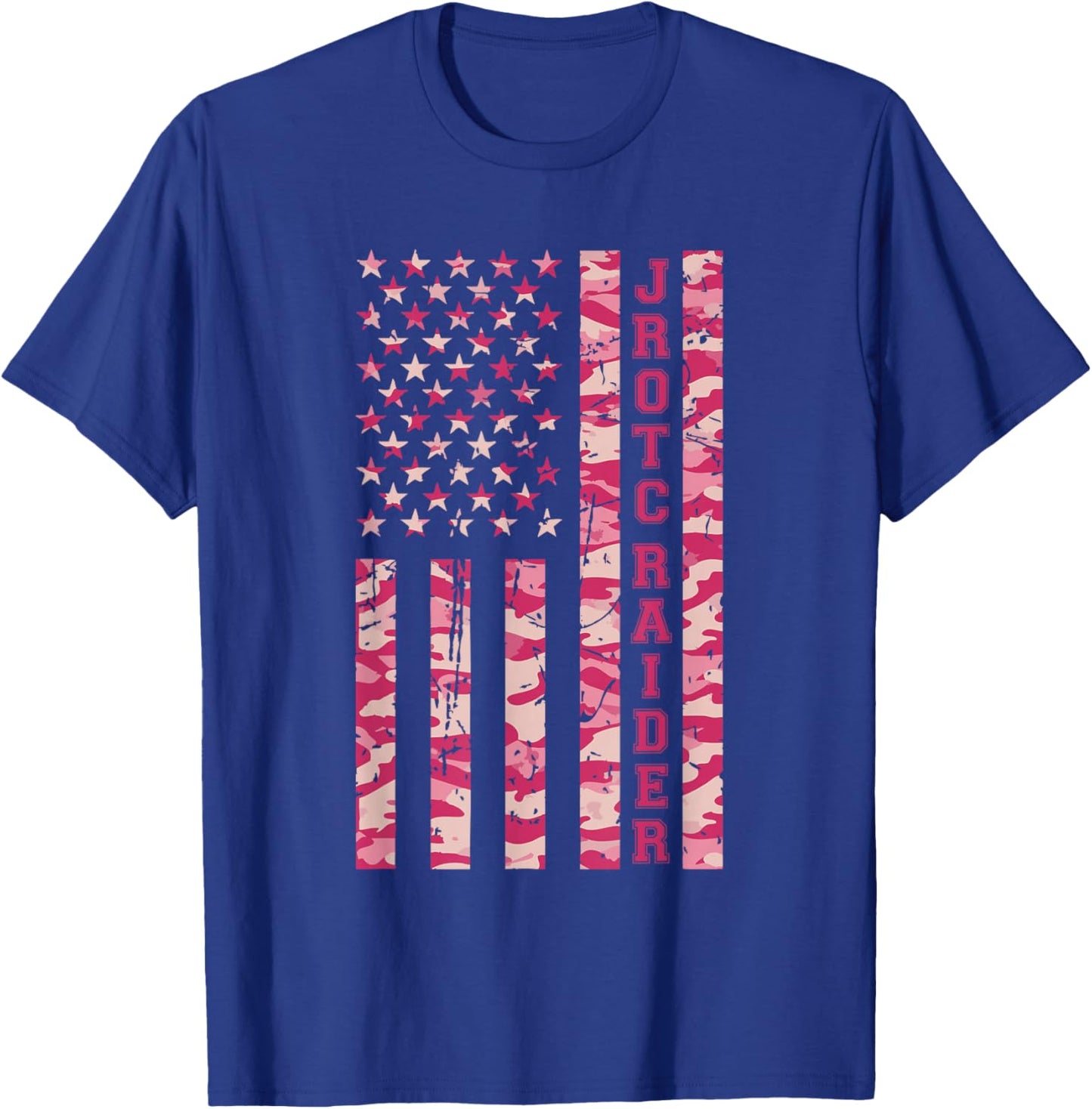 JROTC Raider Competition Fitness Cadet Pink Camo USA Flag T-Shirt - T-Shirt | Royal