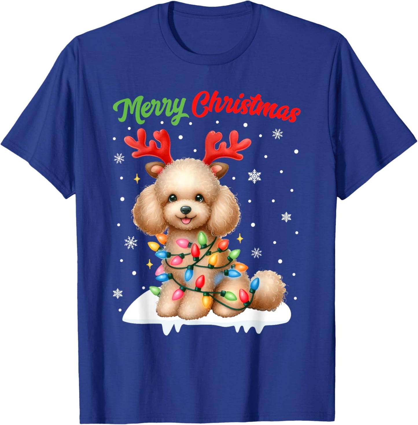 Christmas Pajamas Men Women Kids Christmas Poodle Dog T-Shirt - T-Shirt | Royal