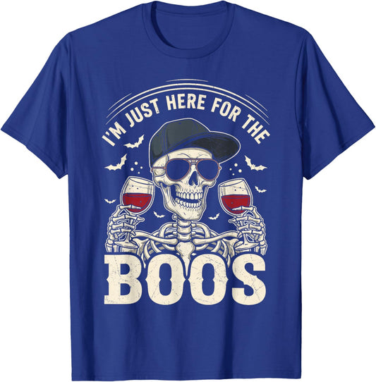 I'm Just Here for The Boos Funny Halloween Skeleton T-Shirt - T-Shirt | Royal