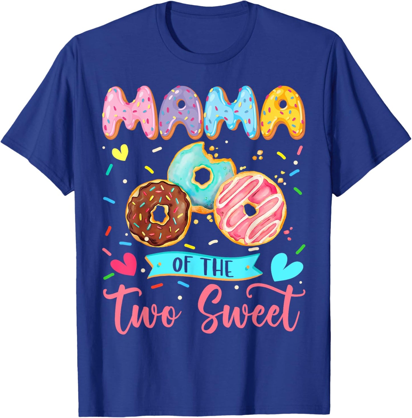 Mama Of The Two Sweet 2Nd Birthday Girl Donut Matching T-Shirt - T-Shirt | Royal