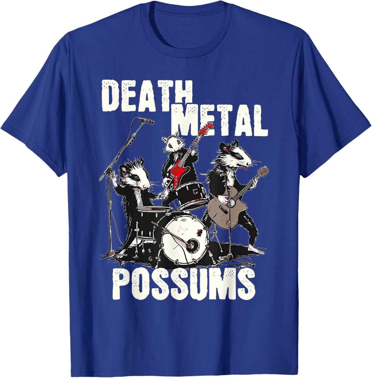 Death Metal Possums Funny Rockstar Heavy Metal Opossum T-Shirt - T-Shirt | Royal