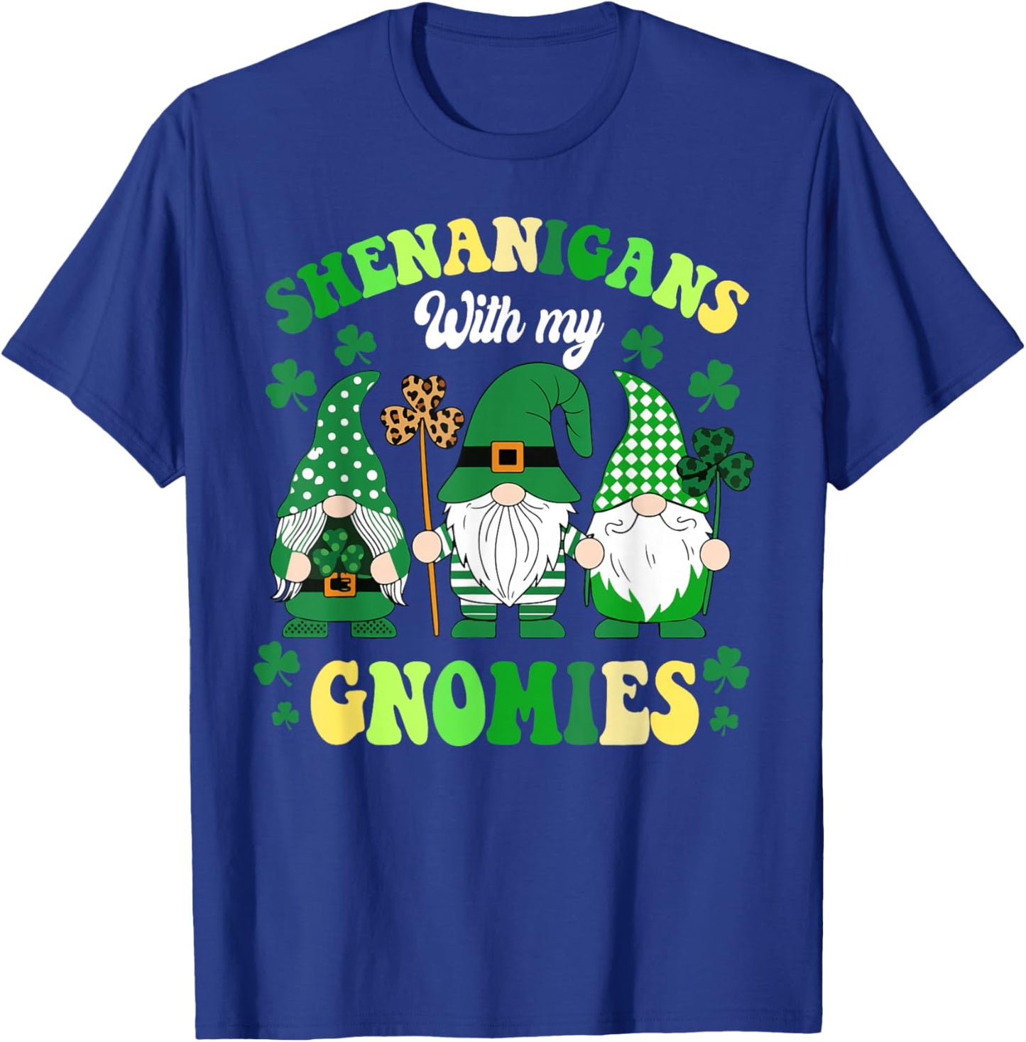 Groovy St Patricks Day Lucky Shamrock Gnomes Irish Women T-Shirt - T-Shirt | Royal