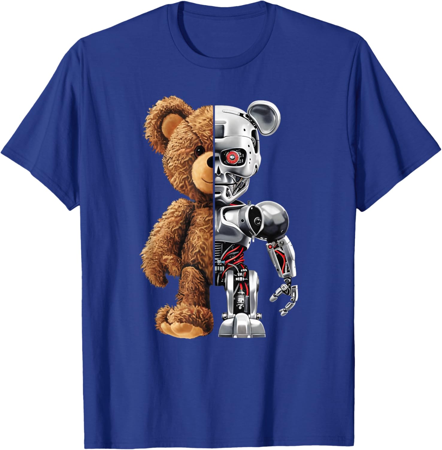 Funny Robotics Animal Lover Teddy Bear Robots Graphic Art T-Shirt - T-Shirt | Royal