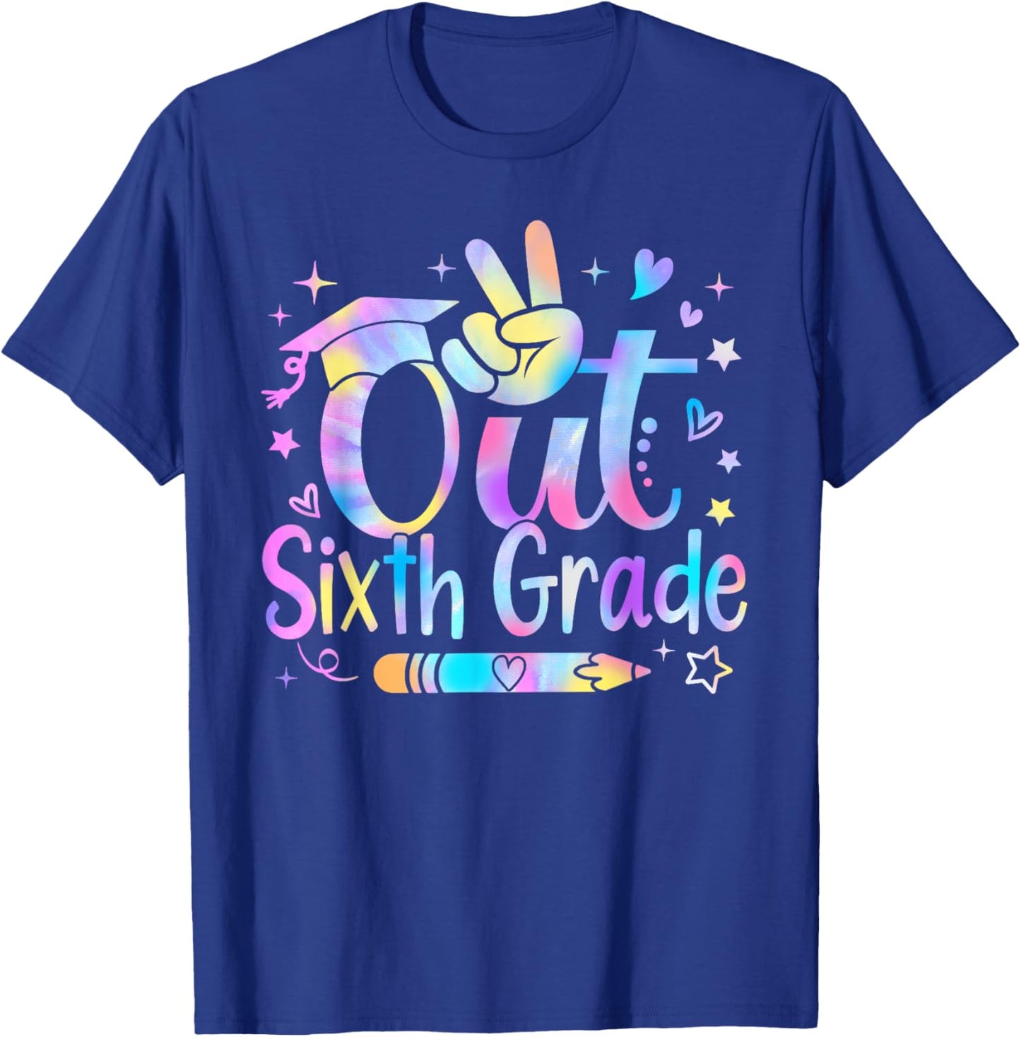 Peace Out Sixth Grade Cute Tie Dye Last Day Of 6th Grade T-Shirt - T-Shirt | Royal