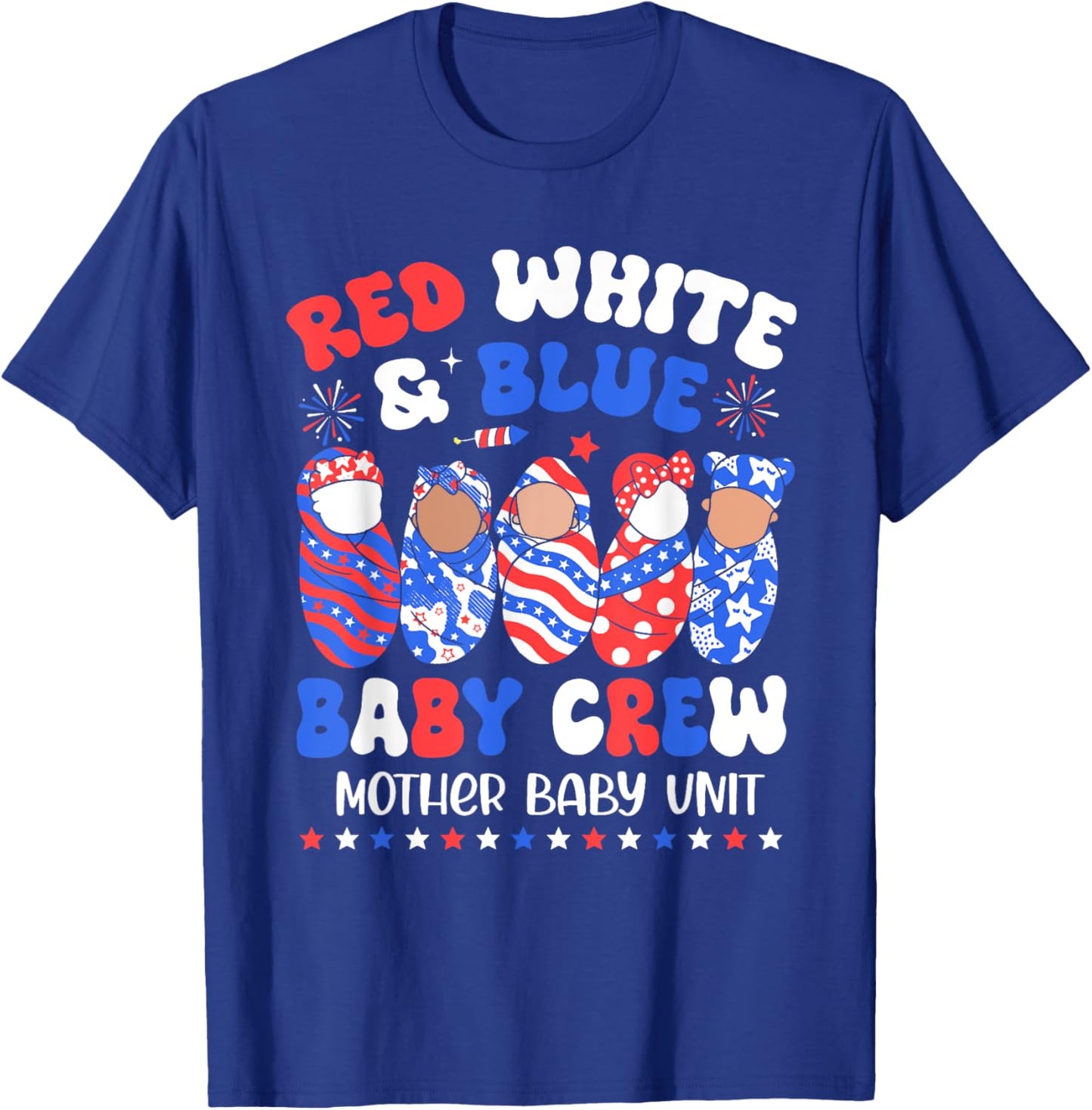 Retro Red White Blue Baby Crew Mother Baby Unit 4th Of July Men T-Shirt - T-Shirt | Royal