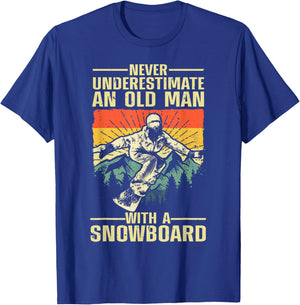 Cool Snowboarding Art Grandpa Dad Winter Snowboarder T-Shirt - T-Shirt | Royal
