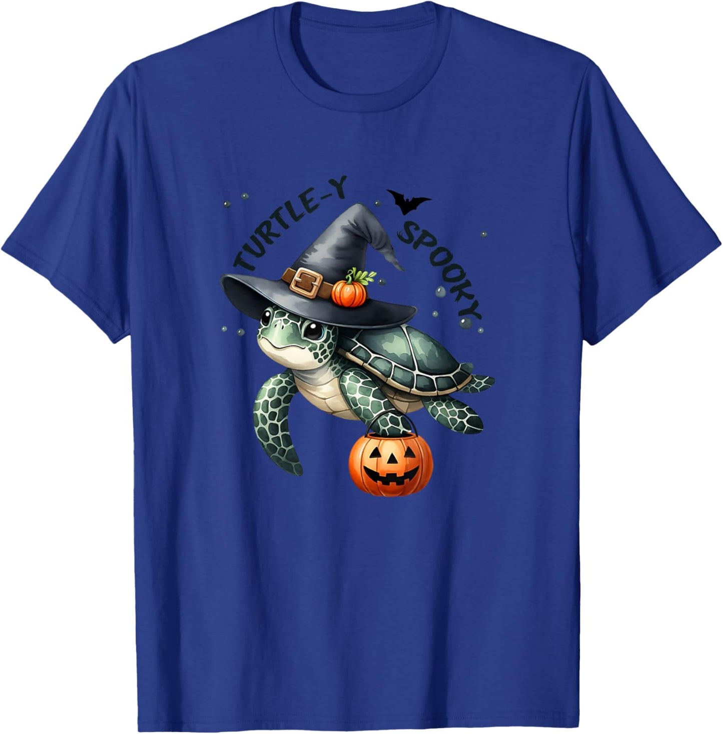 Turtley Spooky Cute Sea Turtle Witches Hat Halloween T-Shirt - T-Shirt | Royal