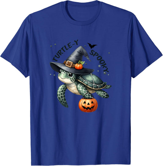 Turtley Spooky Cute Sea Turtle Witches Hat Halloween T-Shirt - T-Shirt | Royal