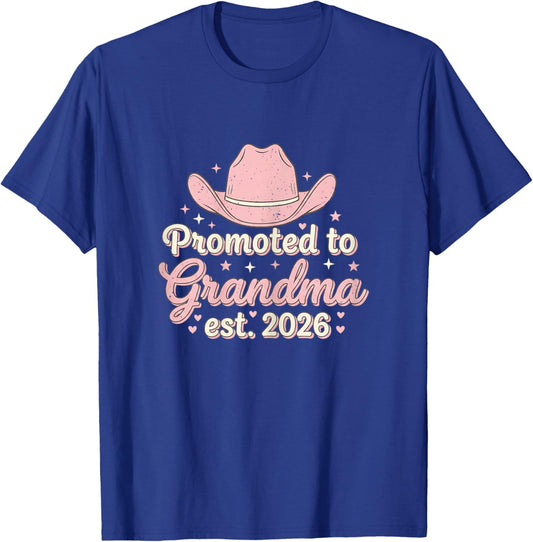 Promoted to Grandma 2026 Nana Western Cowgirl New Grandma T-Shirt - T-Shirt | Royal