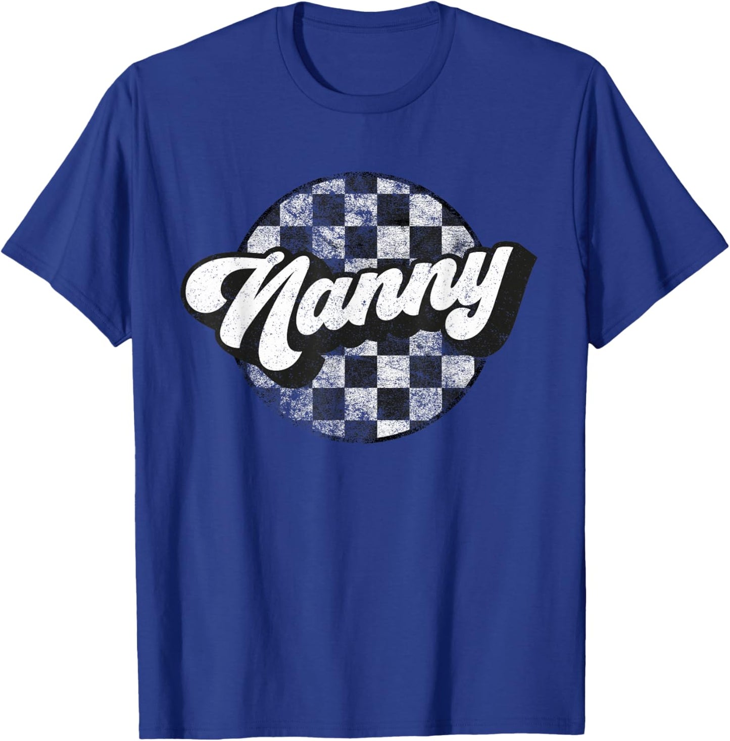Funny Retro Checkered Nanny Race Vintage Matching Family T-Shirt - T-Shirt | Royal