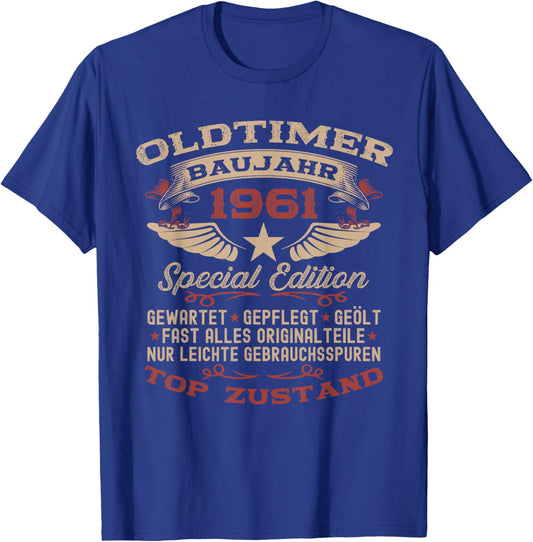 65th Birthday Gift Vintage 1961 Vintage Funny T-Shirt - T-Shirt | Royal