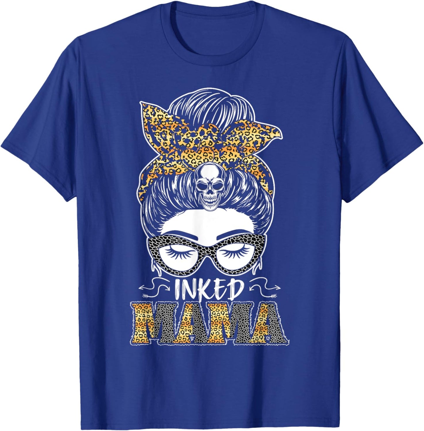Tattooed Badass Mom Inked Messy Bun Tattoos Inked Mama T-Shirt - T-Shirt | Royal