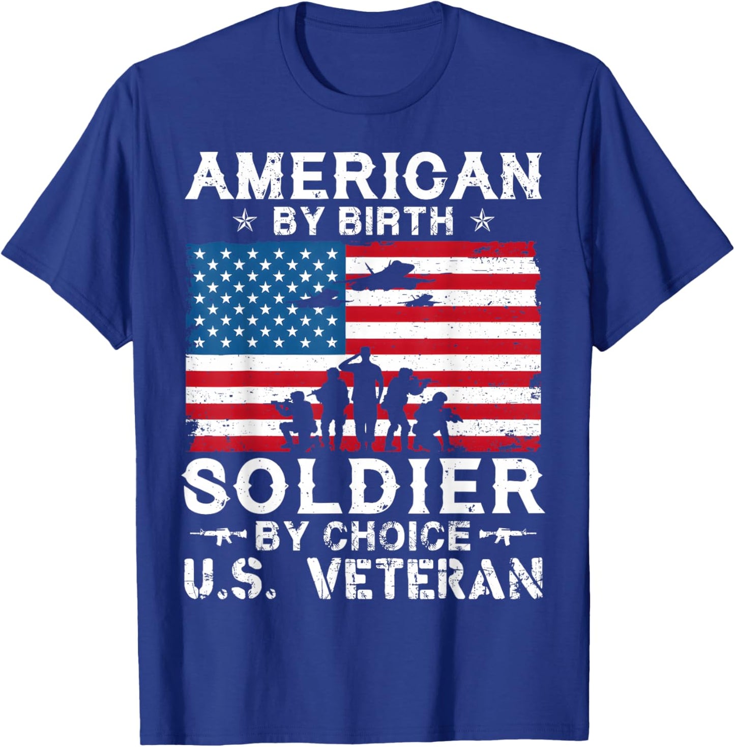 American By Birth Veteran By Choice US Flag Veterans Day T-Shirt - T-Shirt | Royal