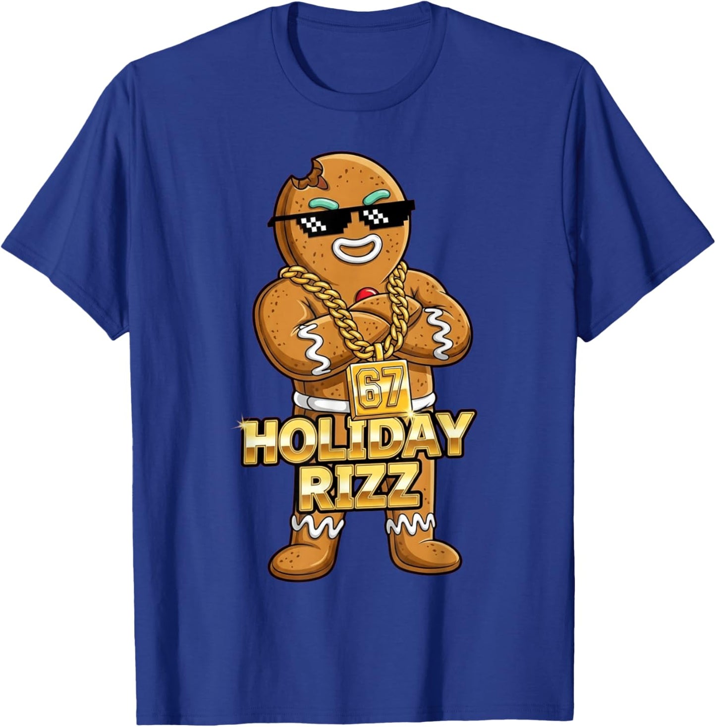 Holiday Rizz 67 Funny Christmas Gingerbread Man Meme T-Shirt - T-Shirt | Royal