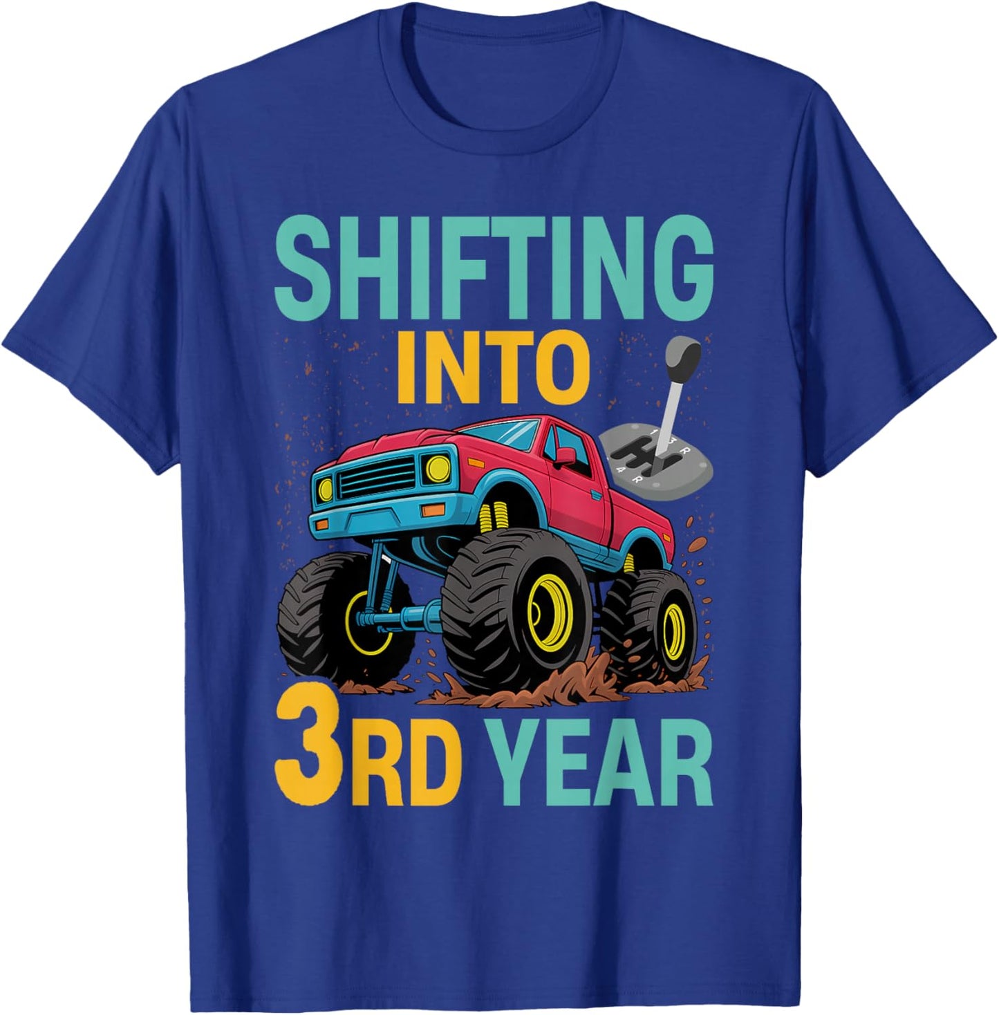 Shifting into 3rd Year Third Racing Car Theme Birthday Boy T-Shirt - T-Shirt | Royal