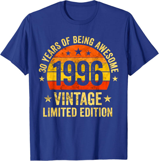 Vintage 1996 Limited Edition 30 Year Old 30th Birthday T-Shirt - T-Shirt | Royal