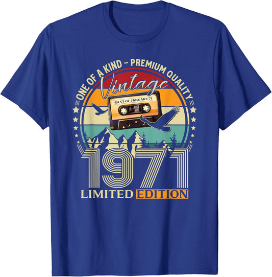 55 Ans Anniversaire Homme Femme Janvier 1971 Cassette T-Shirt - T-Shirt | Royal