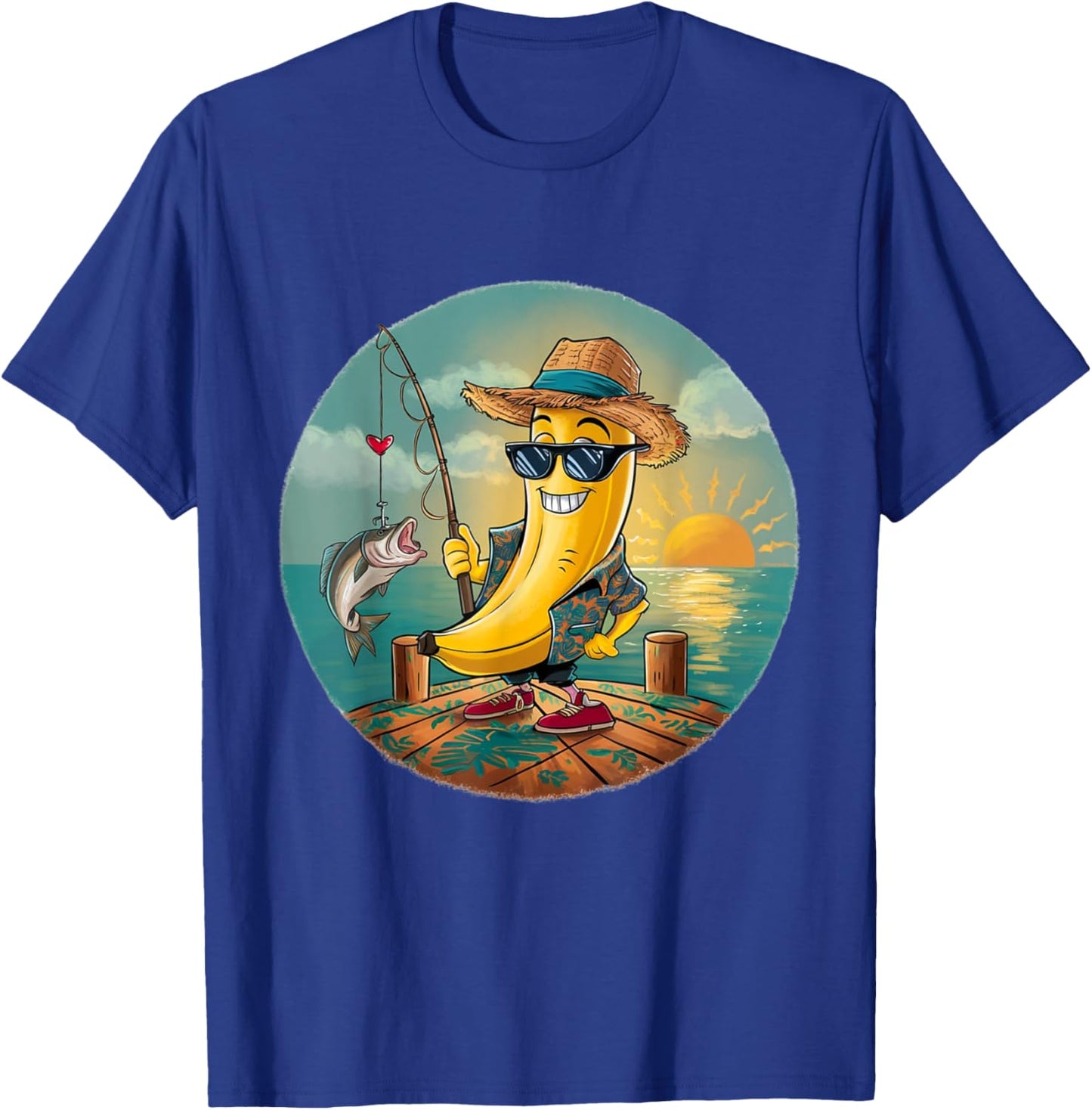 Lucky Fishing Funny Banana Humor T-Shirt - T-Shirt | Royal