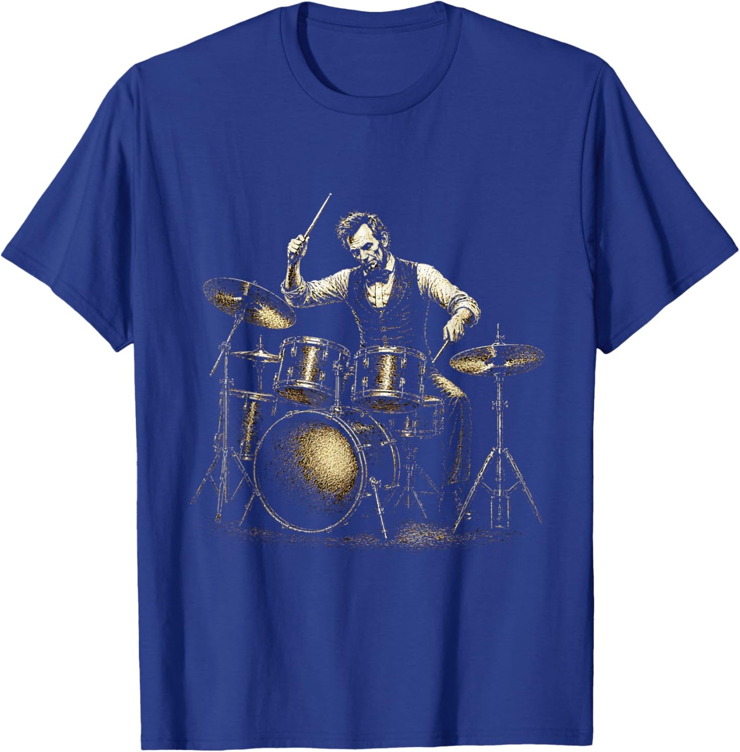 Abraham Lincoln Drummer Abe Playing Drums Retro Vintage T-Shirt - T-Shirt | Royal