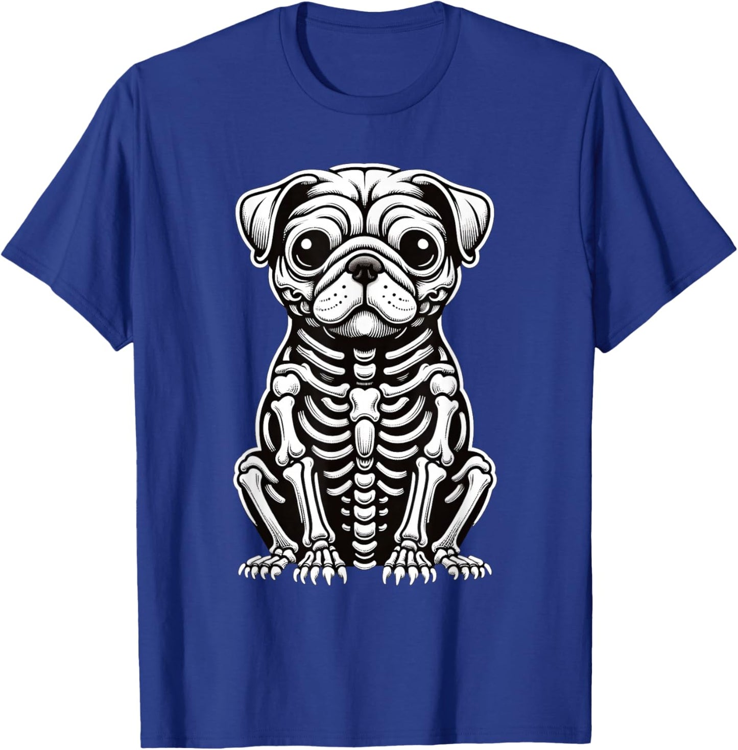 Dog Pug Skeleton Halloween T-Shirt - T-Shirt | Royal