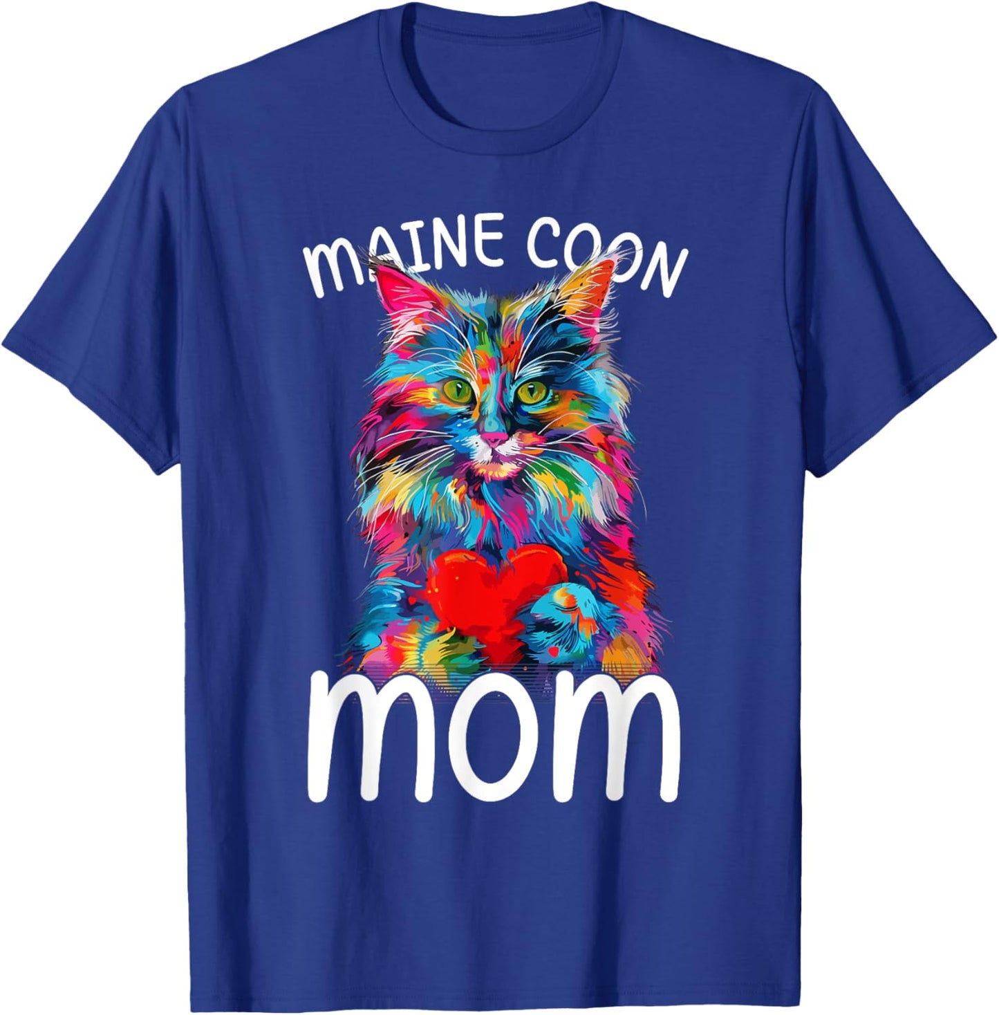 Maine Coon Cat Lovers Heart Design Maine Coon Cat Mom T-Shirt - T-Shirt | Royal