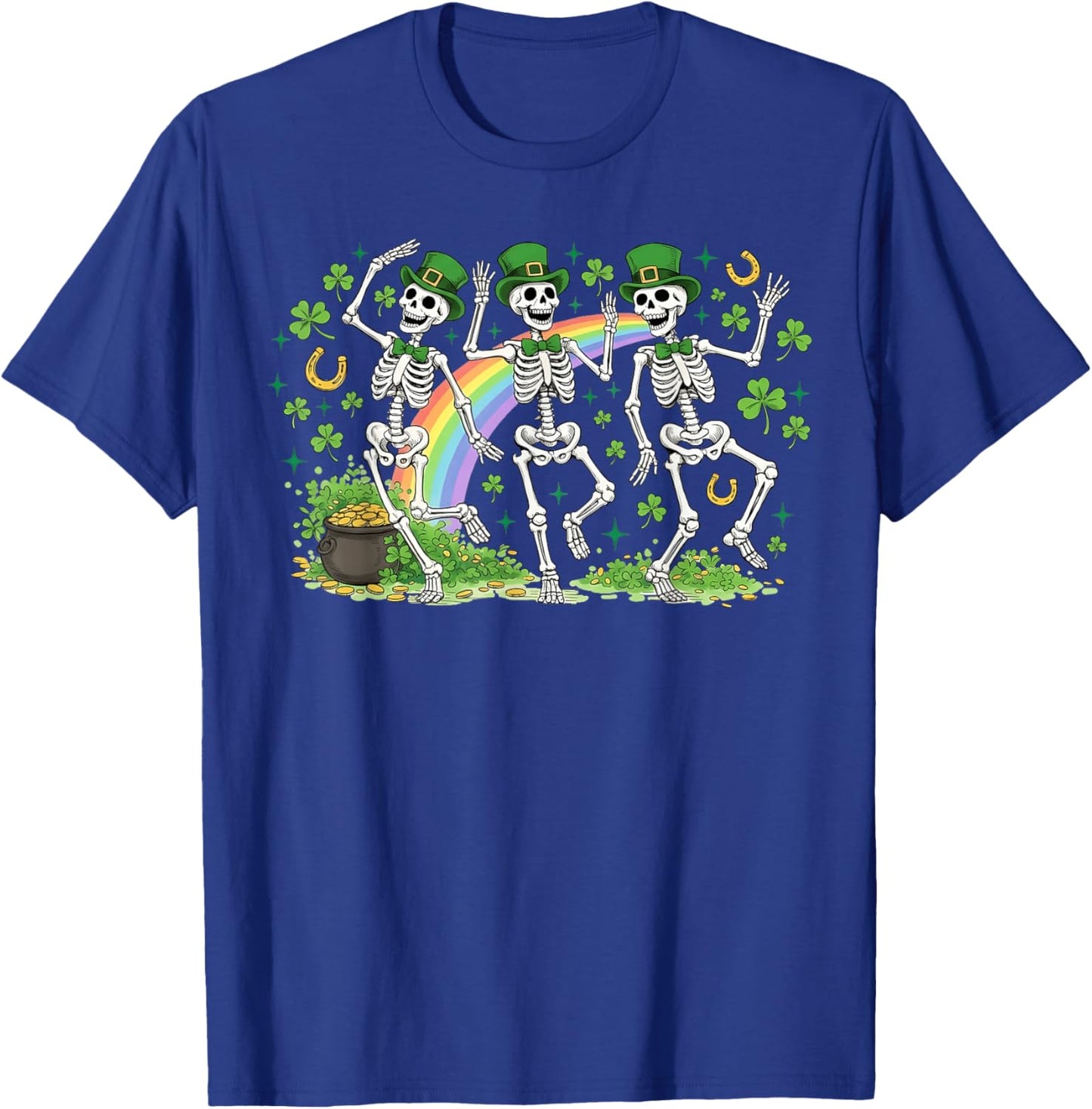 St Patricks Day Funny Skeleton Leperchaun Irish Boy Girl T-Shirt - T-Shirt | Royal