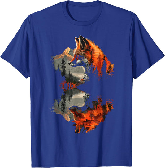 Fox Reflection Foxes Nature Wildlife T-Shirt - T-Shirt | Royal