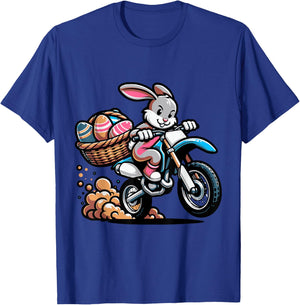 Cool Easter Bunny Motorcycle Happy Easter Day, Di Bike Rider T-Shirt - T-Shirt | Royal