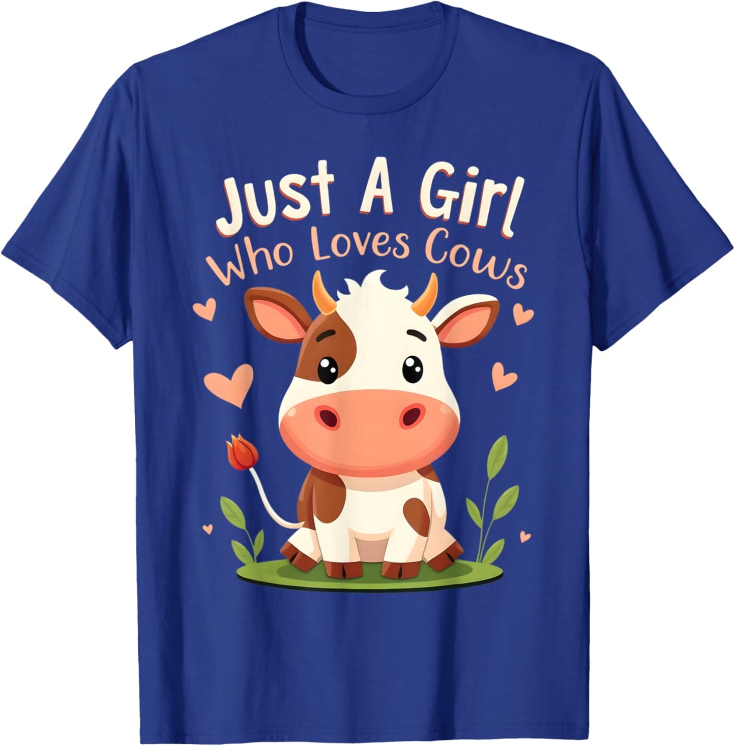 Just A Girl Who Loves Cows Cute Cow Art T-Shirt - T-Shirt | Royal
