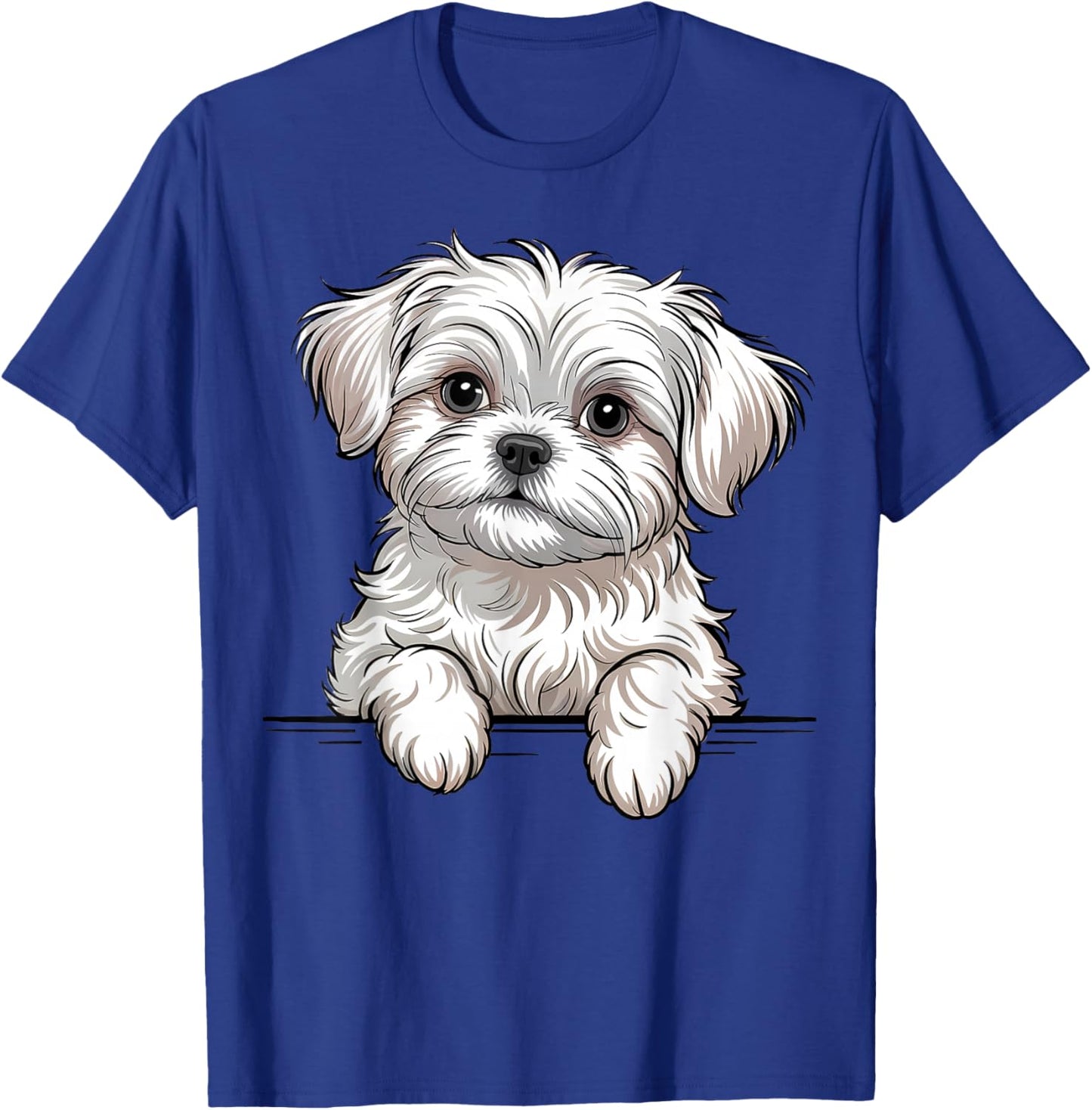 Maltese Funny Peeking Pocket Puppy Dog Lover T-Shirt - T-Shirt | Royal