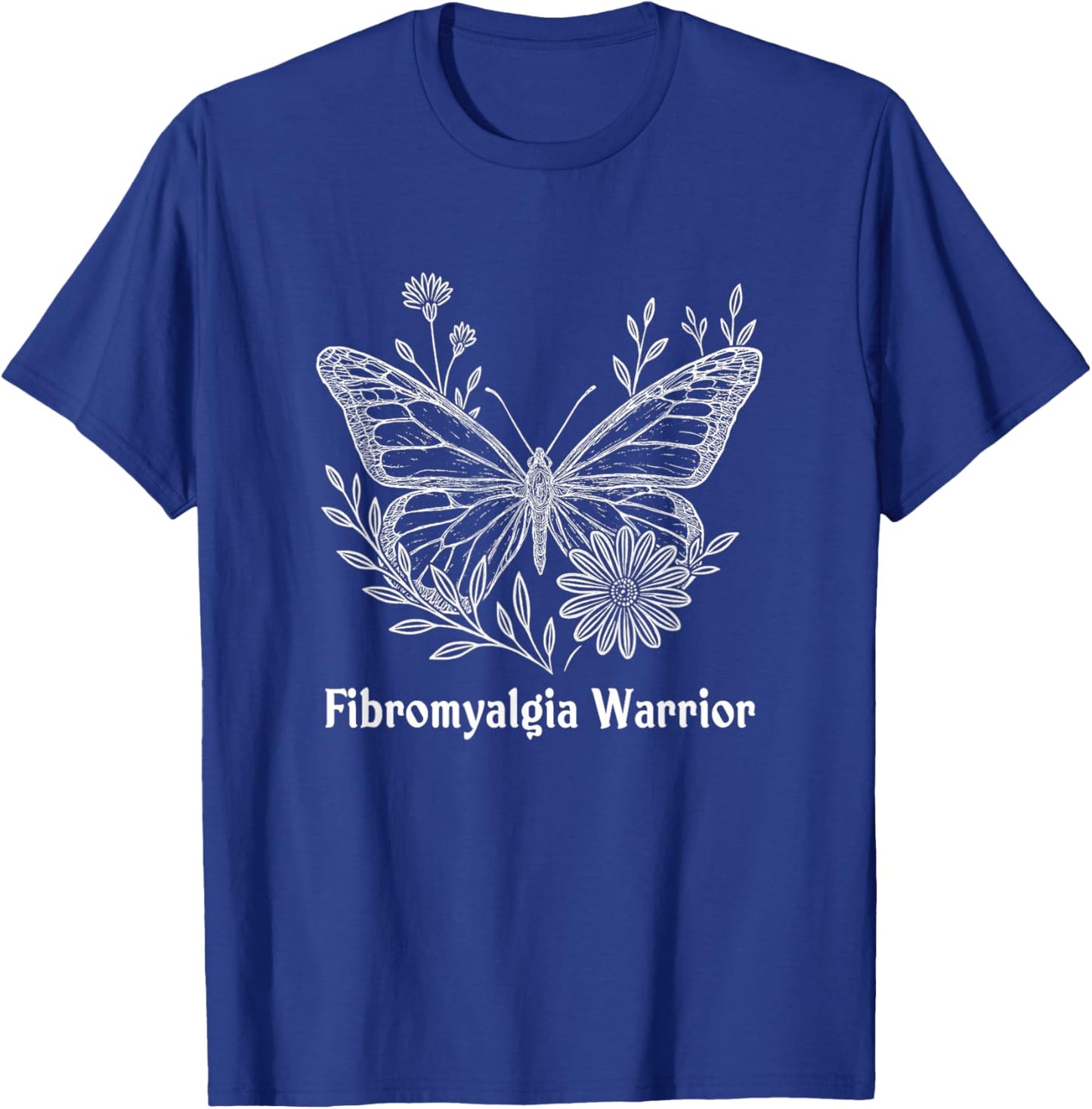 Fibromyalgia Warrior Awareness Butterfly Invisible Illness T-Shirt - T-Shirt | Royal