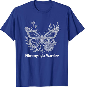 Fibromyalgia Warrior Awareness Butterfly Invisible Illness T-Shirt - T-Shirt | Royal
