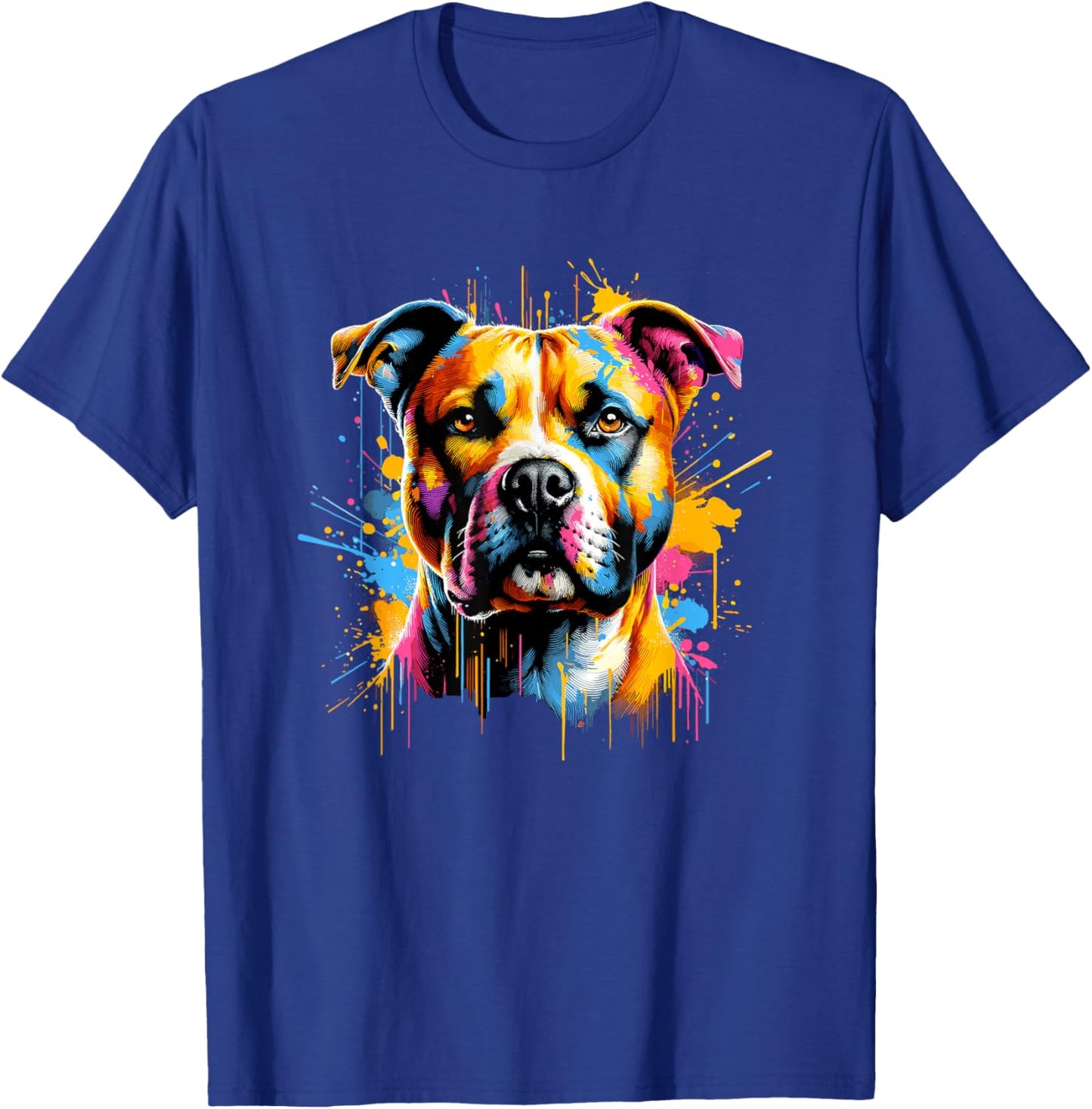 Splash Art American Staffordshire Terrier Amstaff T-Shirt - T-Shirt | Royal