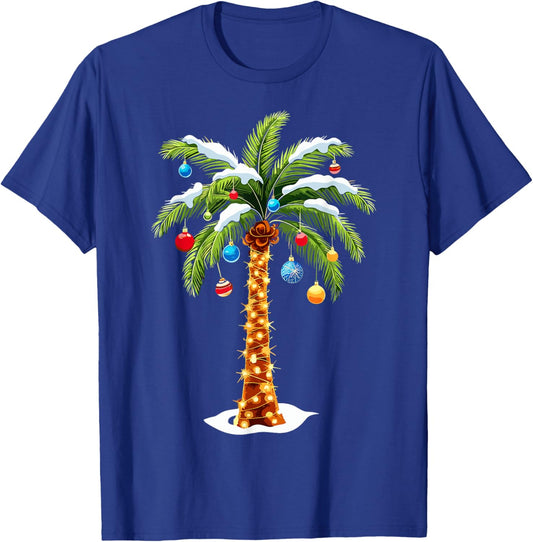 Christmas Palm Tree Hawaiian Tropical Xmas T-Shirt - T-Shirt | Royal