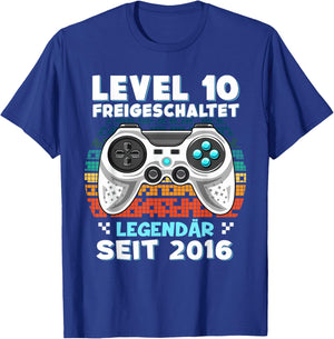 Level 10 Years Birthday Shirt Boy Gamer 2016 Birthday T-Shirt - T-Shirt | Royal
