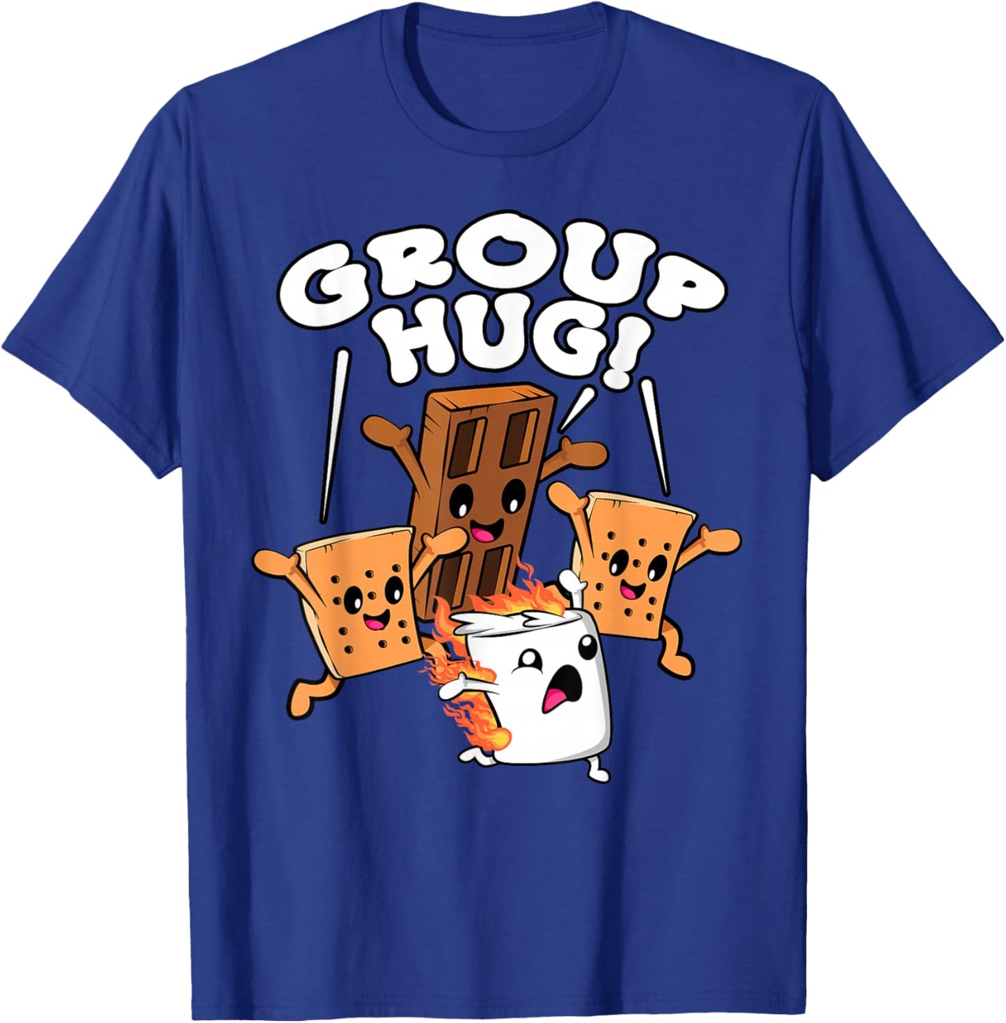 Funny Camping Smores Group Hug Marshmallow Chocolate Camper T-Shirt - T-Shirt | Royal