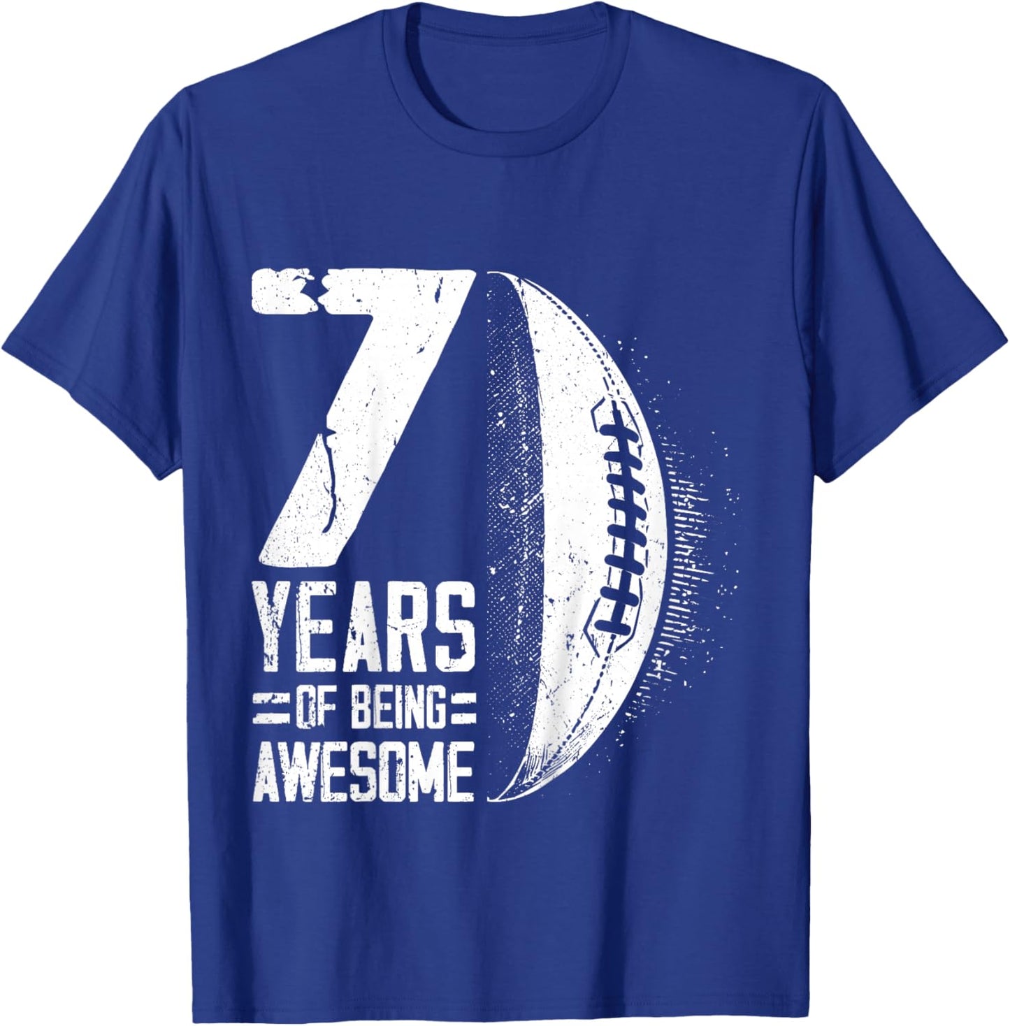 7th Birthday Retro Rugby Player 7 Years Old Boy Girl T-Shirt - T-Shirt | Royal