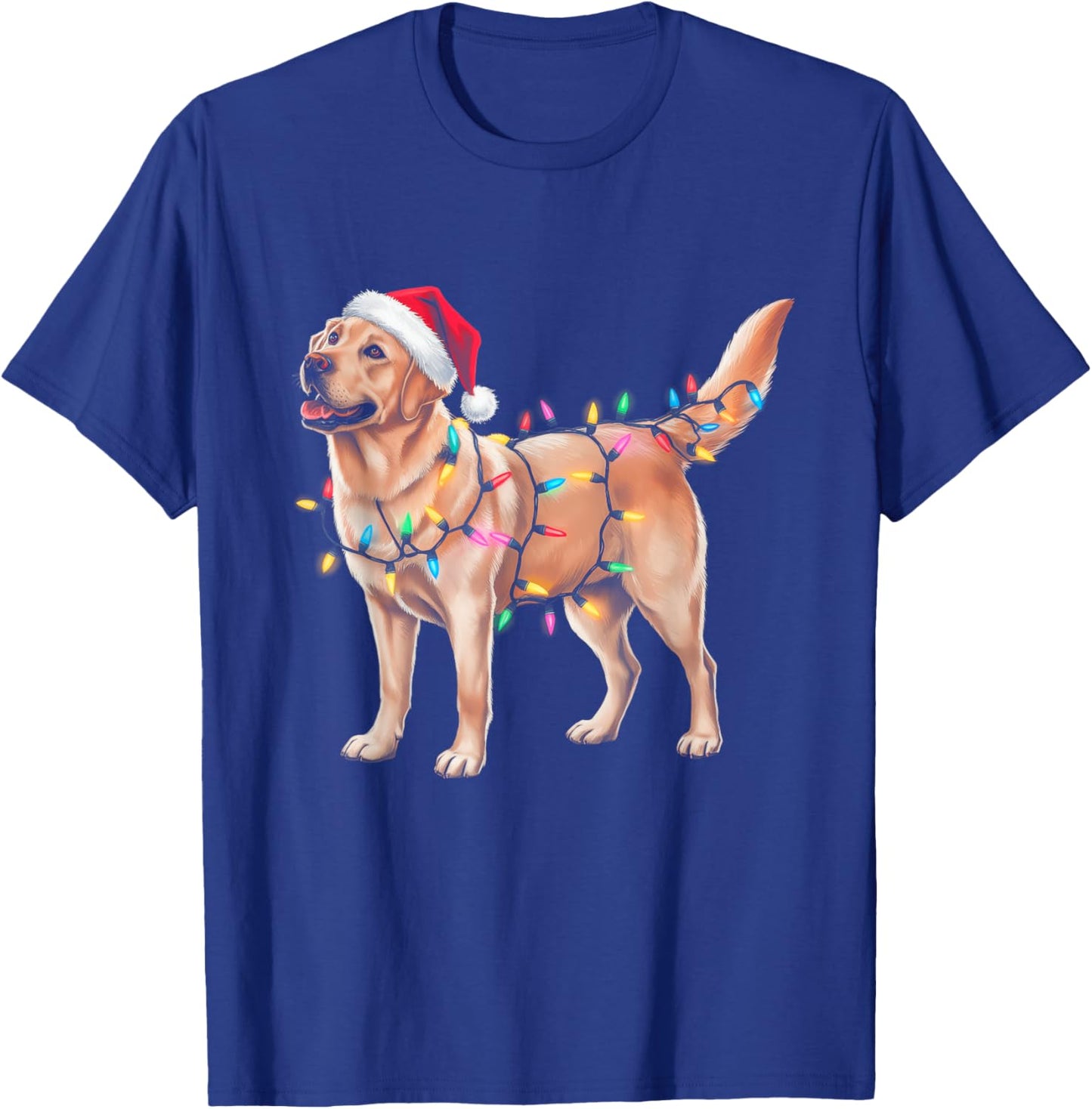 Funny Christmas Lights Dog Lover Santa Labrador Retriever Men Women Kids T-Shirt - T-Shirt | Royal