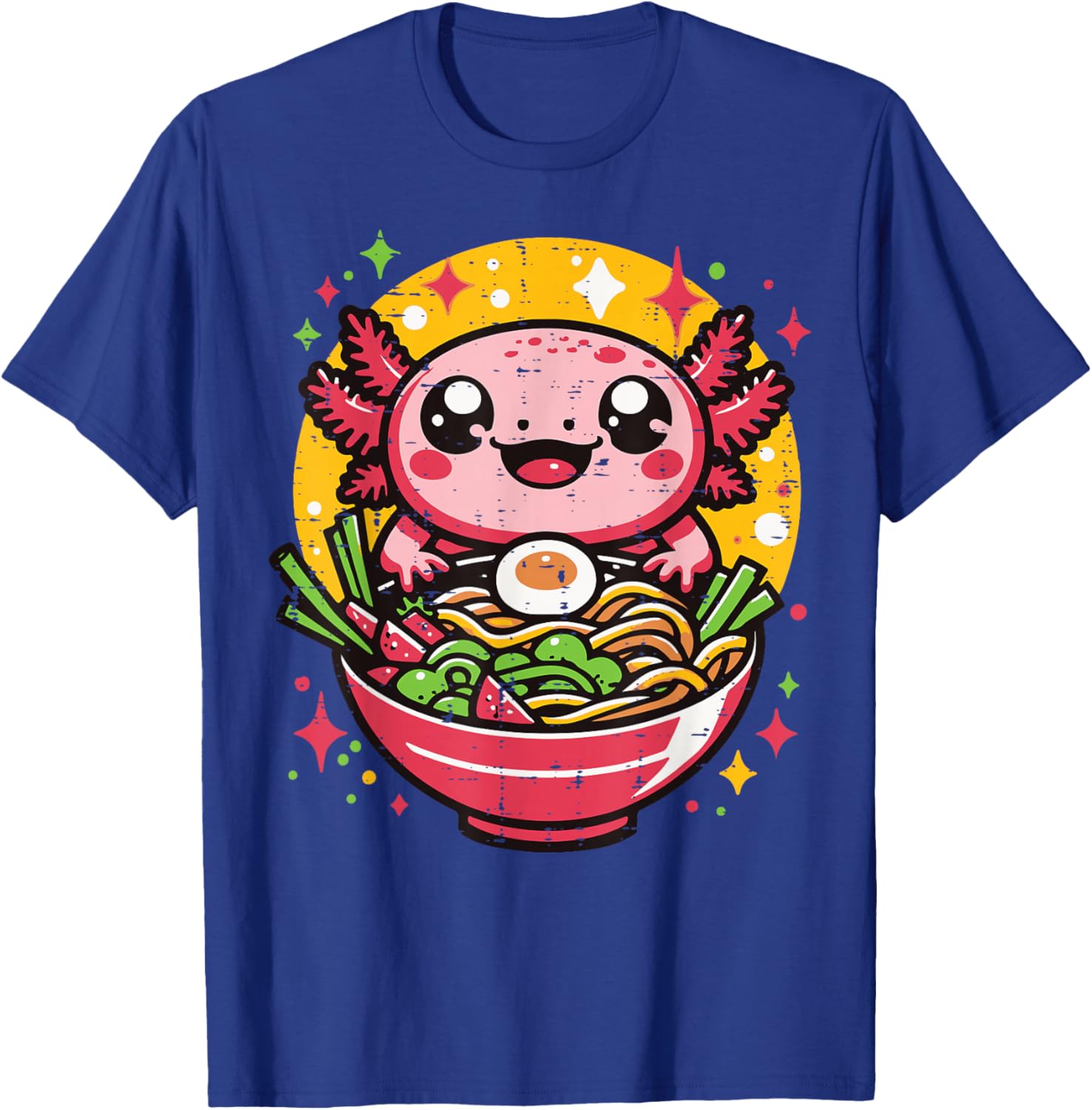 Axolotl Ramen Kawaii Japanese Noodle Anime Kids Women Men T-Shirt - T-Shirt | Royal