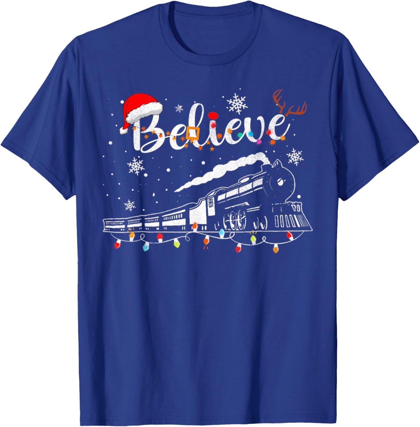 Christmas Train Christmas Believe Express Xmas Santa T-Shirt - T-Shirt | Royal