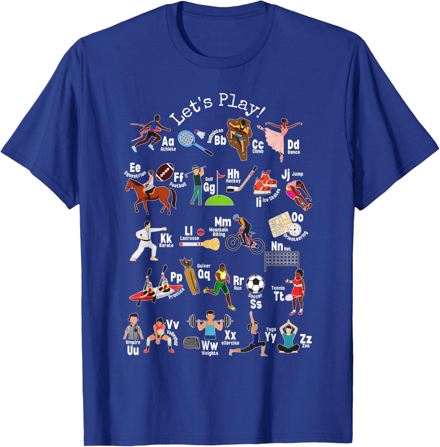 PE Teacher Alphabet ABCs Physical Education Health Teacher T-Shirt - T-Shirt | Royal