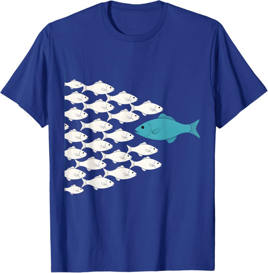 Fish Swim Against The Current In The Sea T-Shirt - T-Shirt | Royal