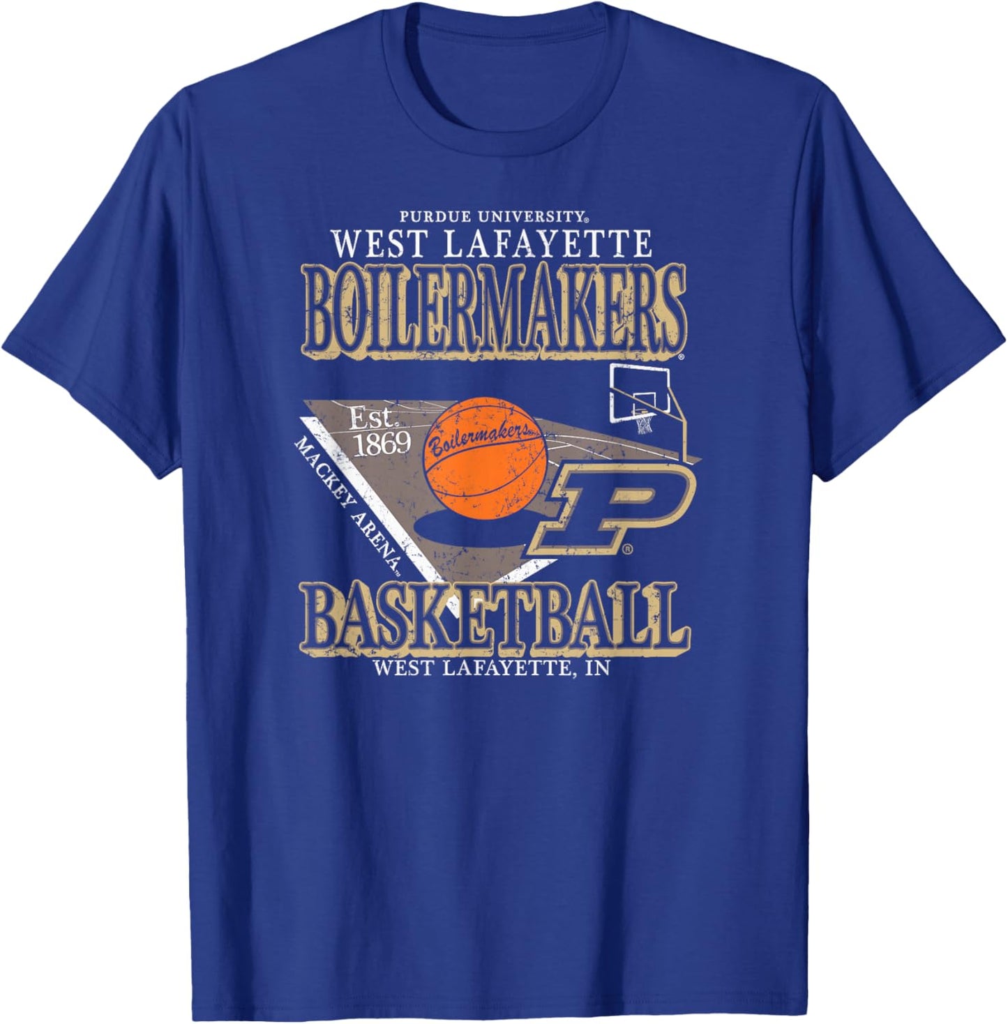 Purdue Boilermakers Basketball Vintage Mackey Arena Black T-Shirt - T-Shirt | Royal