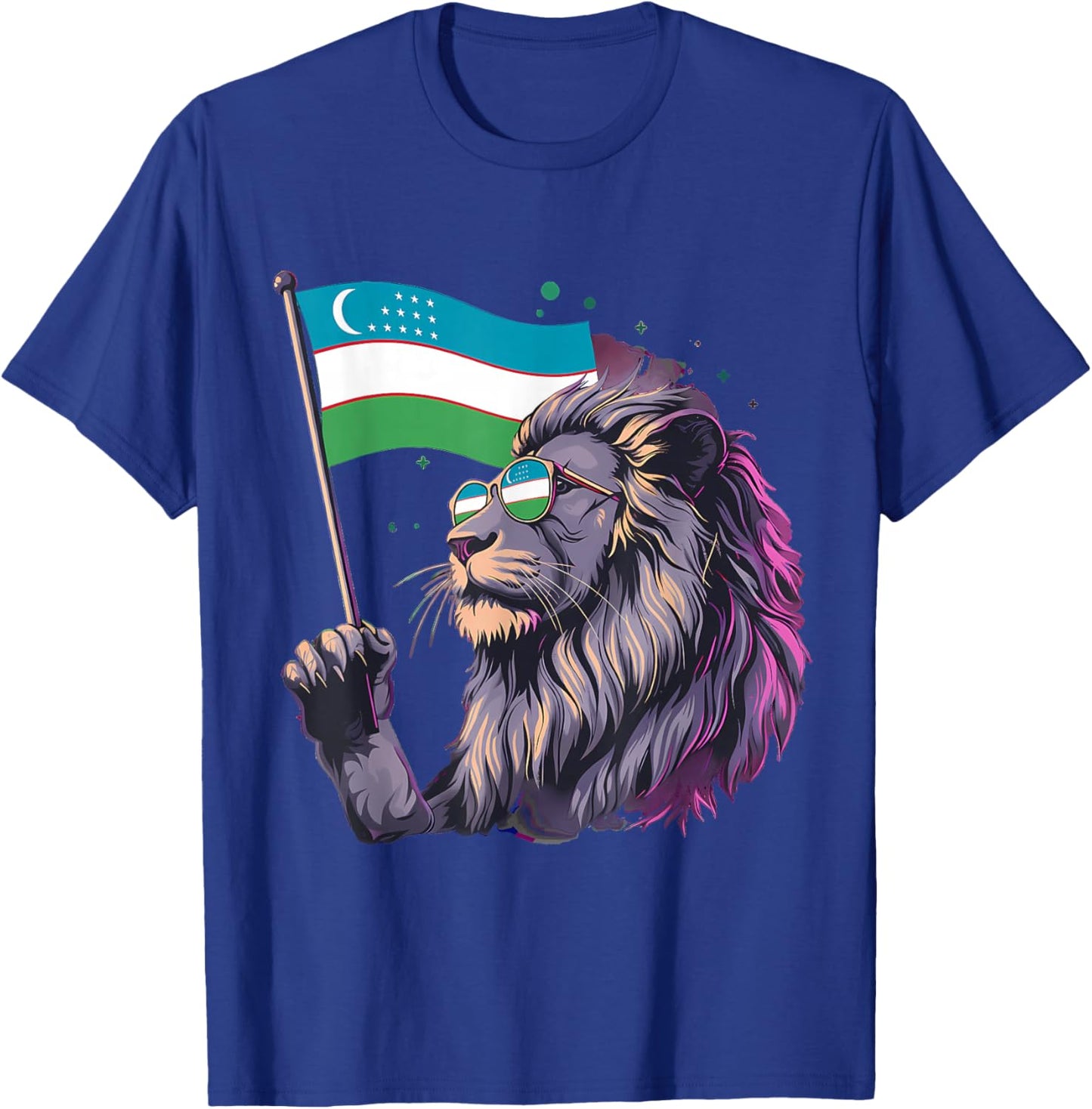 Uzbekistan Flag Lion Uzbek Roots T-Shirt - T-Shirt | Royal