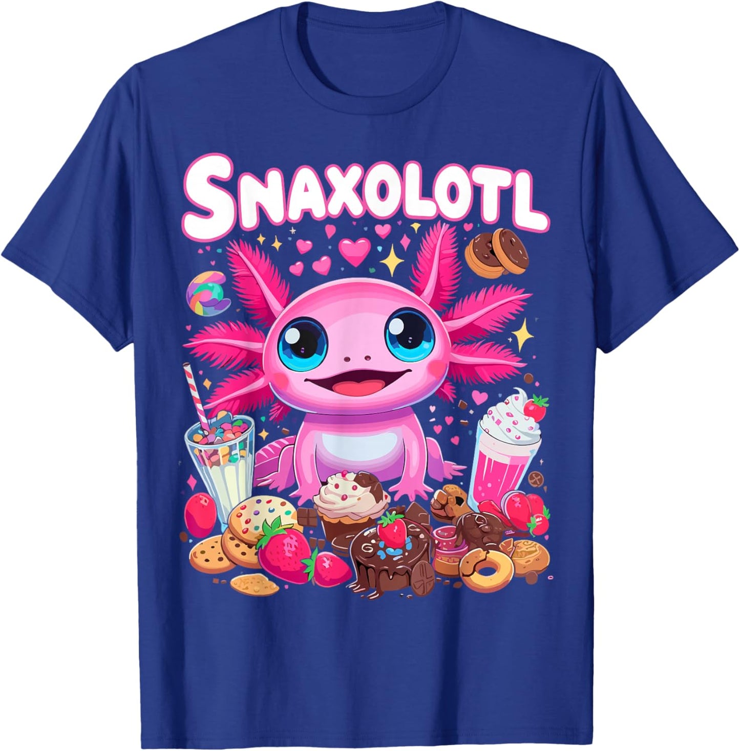 Axolotl Funny Snaxolotl Snacks Axolotls T-Shirt - T-Shirt | Royal